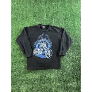 Vintage Top Heavy Shirt Youth size 7 Fire Breather Long sleeve JNCO Style Black